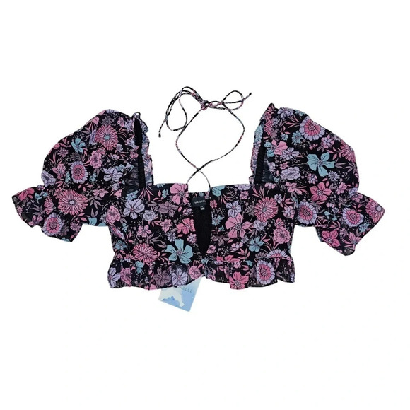 Revolve MAJORELLE Olivia floral crop top Dancing Valley black medium NWT - Picture 8 of 8